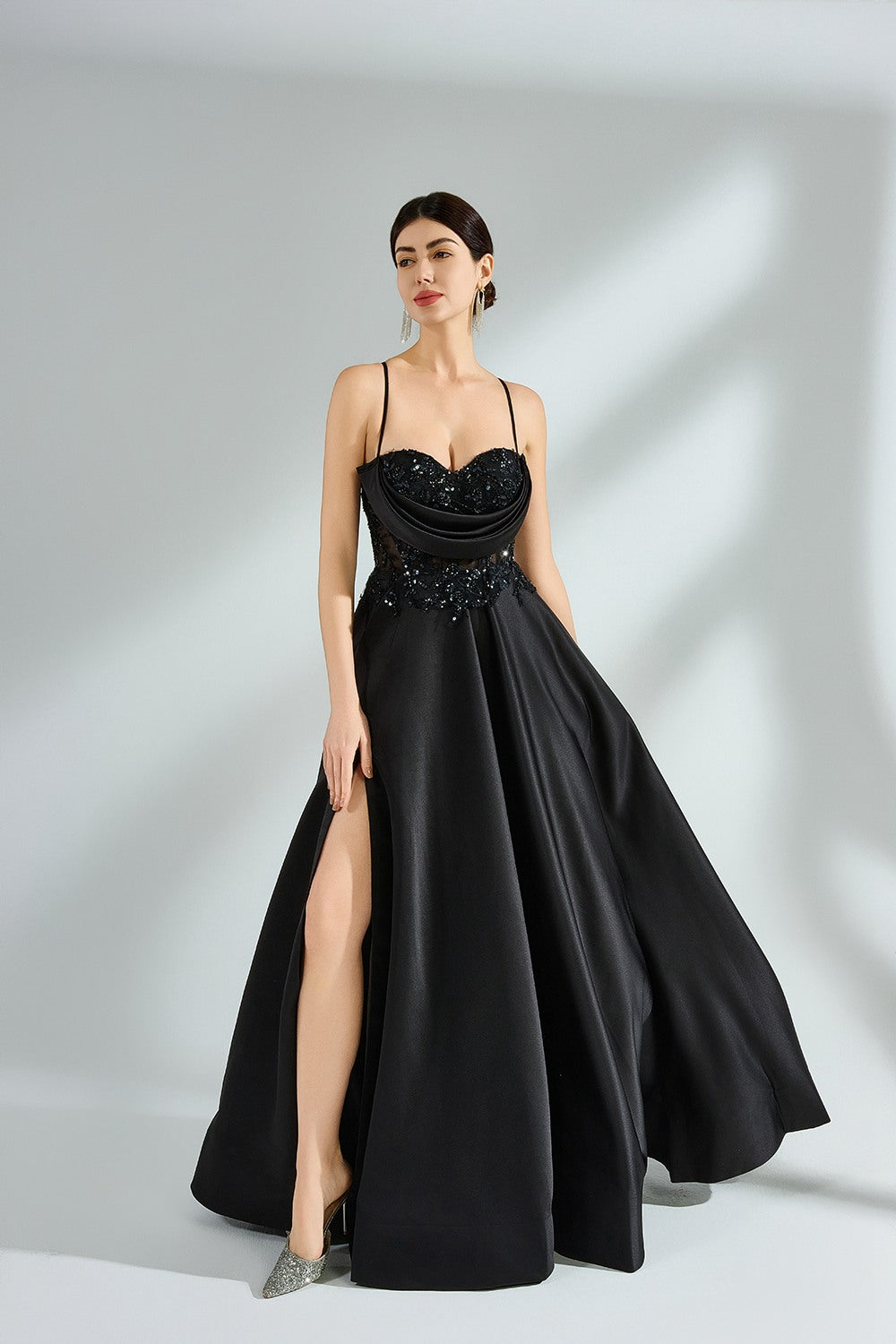 Versatile Elegance Lace and Pearl Embellished Prom Dress with Multiple Styling Options 32857