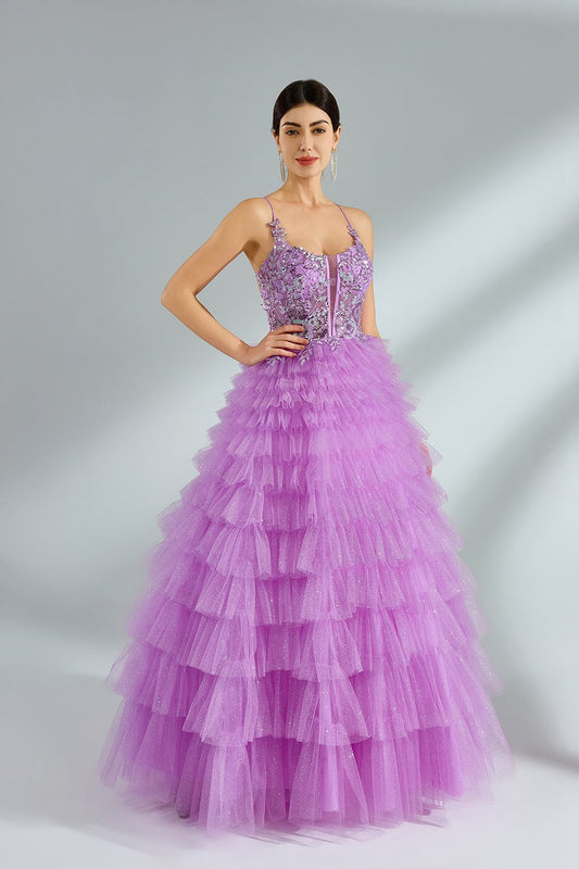 Wholesale Shiny Layered Tulle Ball Gown Prom Dress 32972