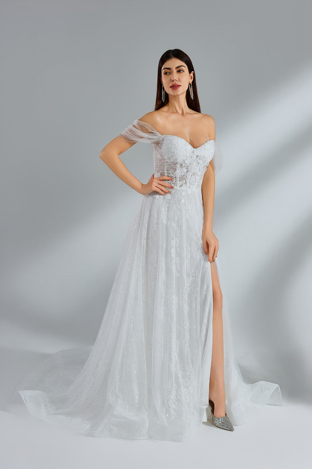 Wholesale Strapless Lace Split Wedding Dresses 32955