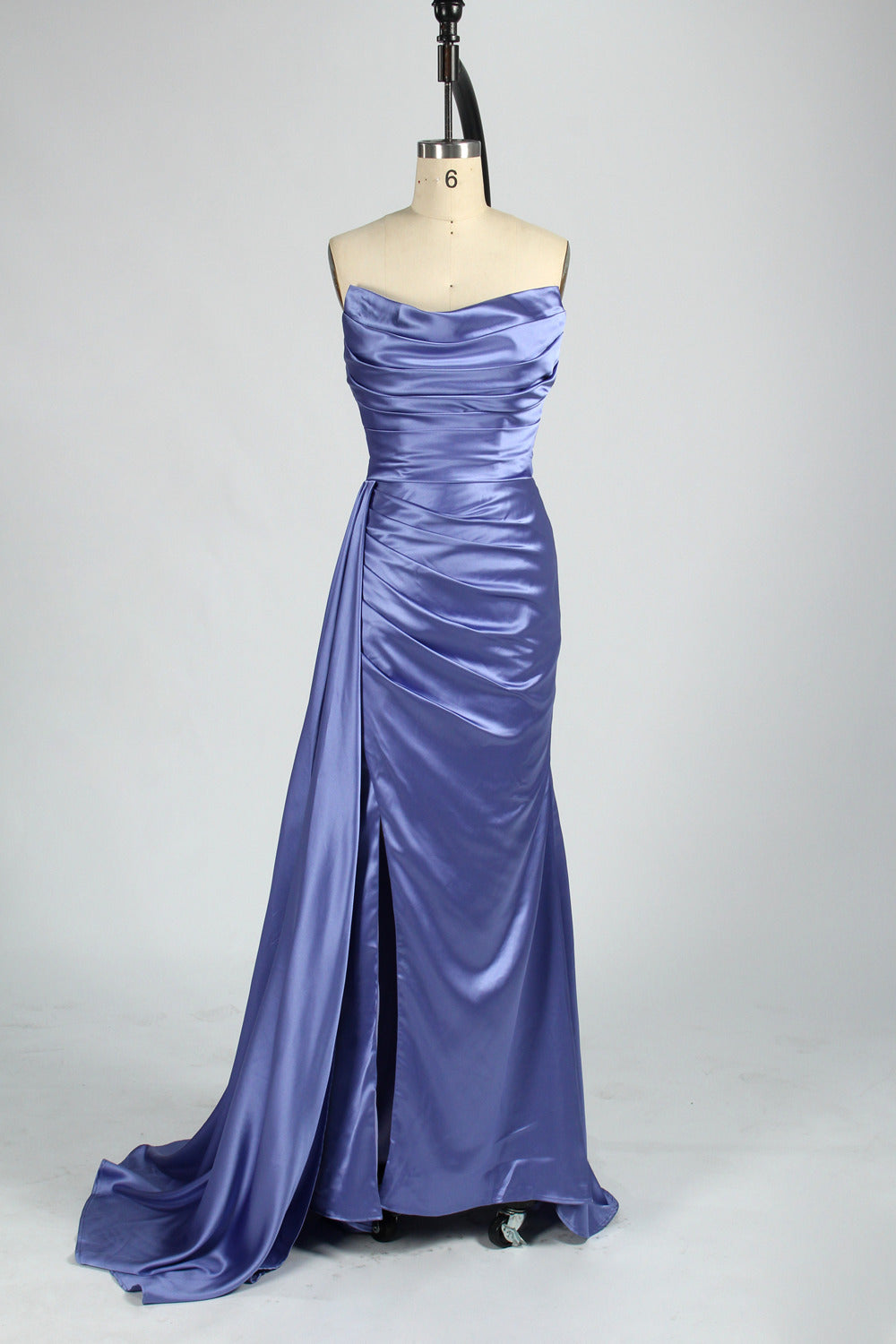 Elegant Strapless Prom Dress with Detachable Straps and Side Bow D-127