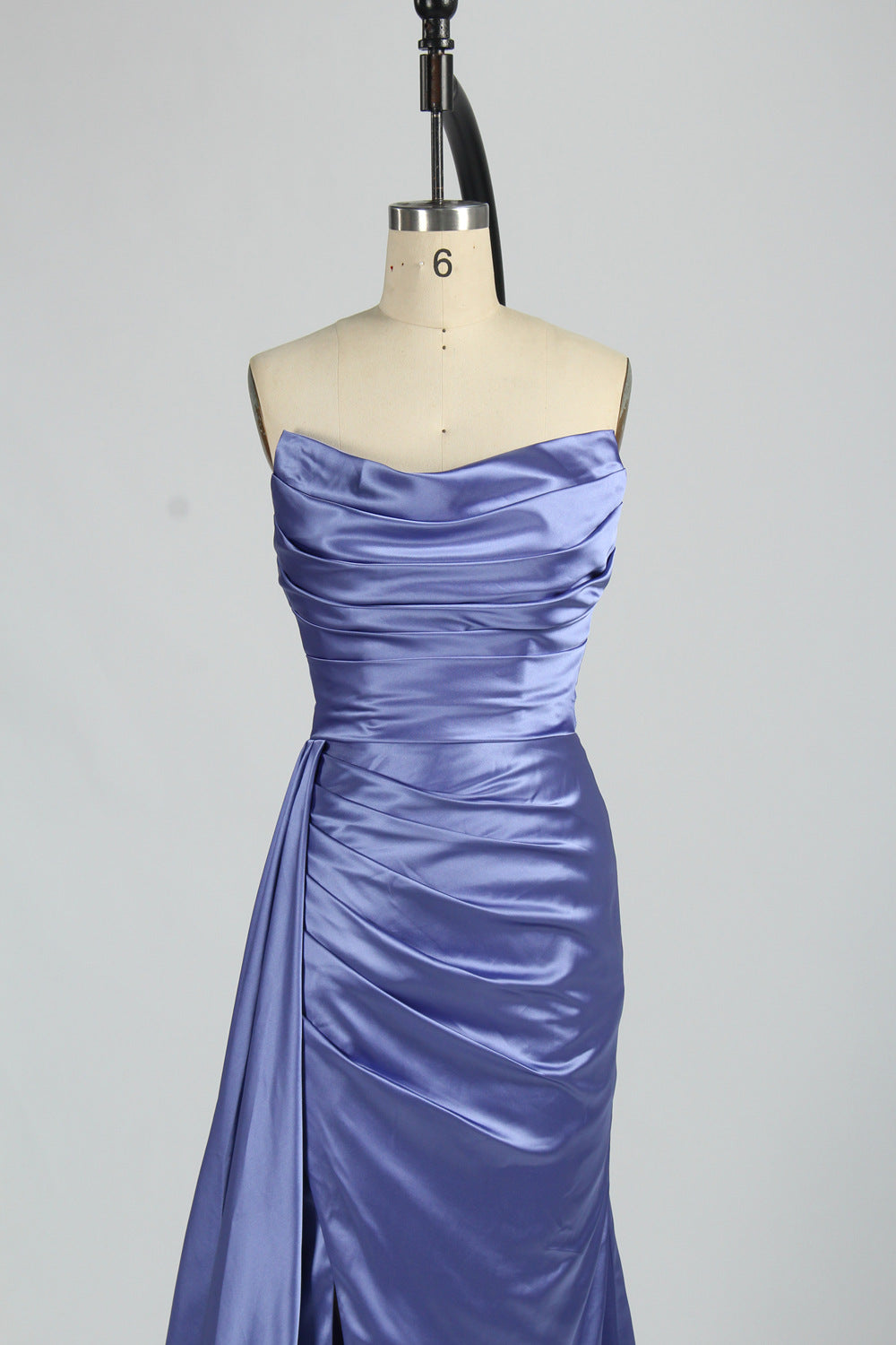 Elegant Strapless Prom Dress with Detachable Straps and Side Bow D-127