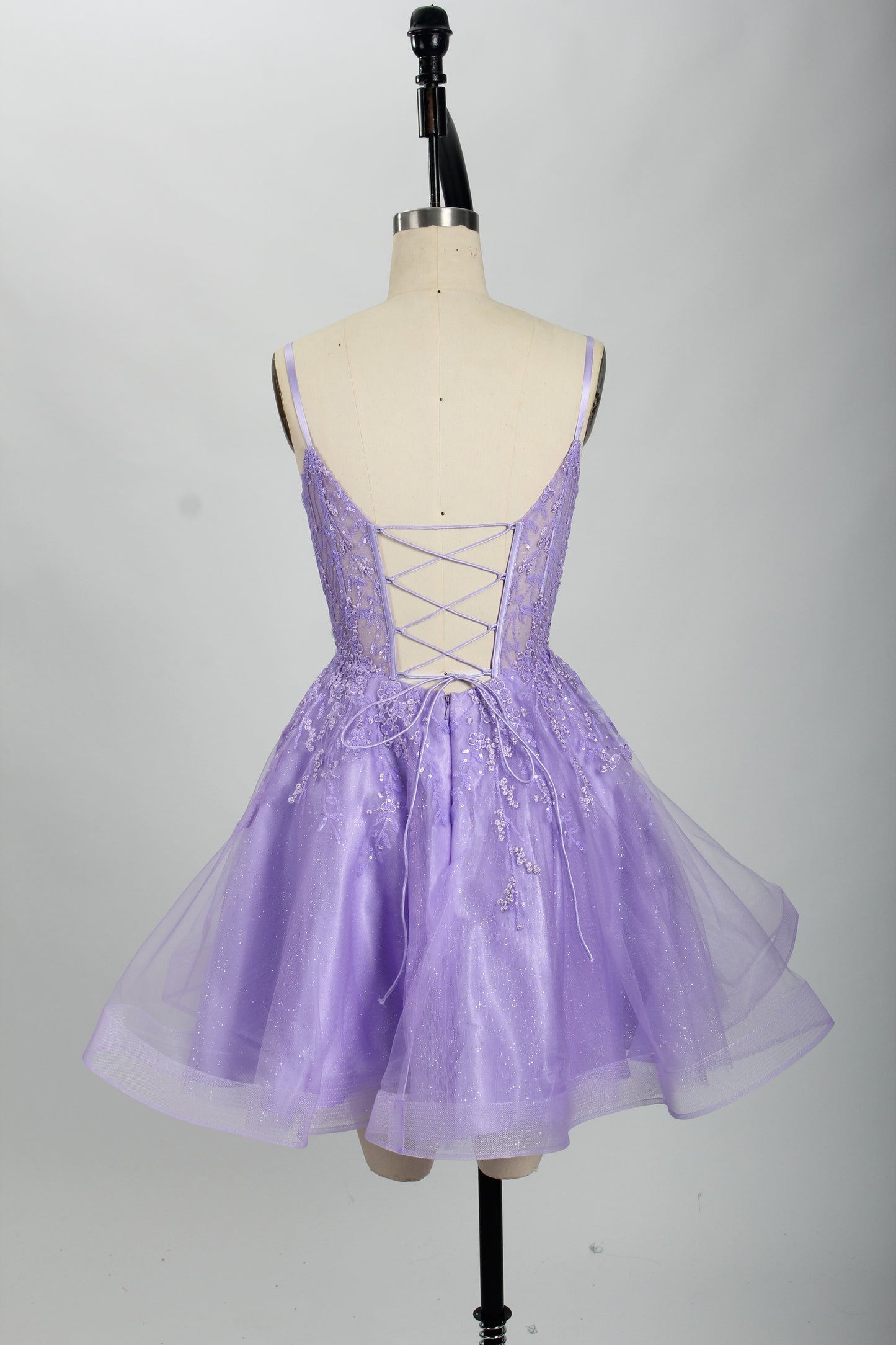 Sparkling Short Skirt with Sheer Tulle Overlay 32749