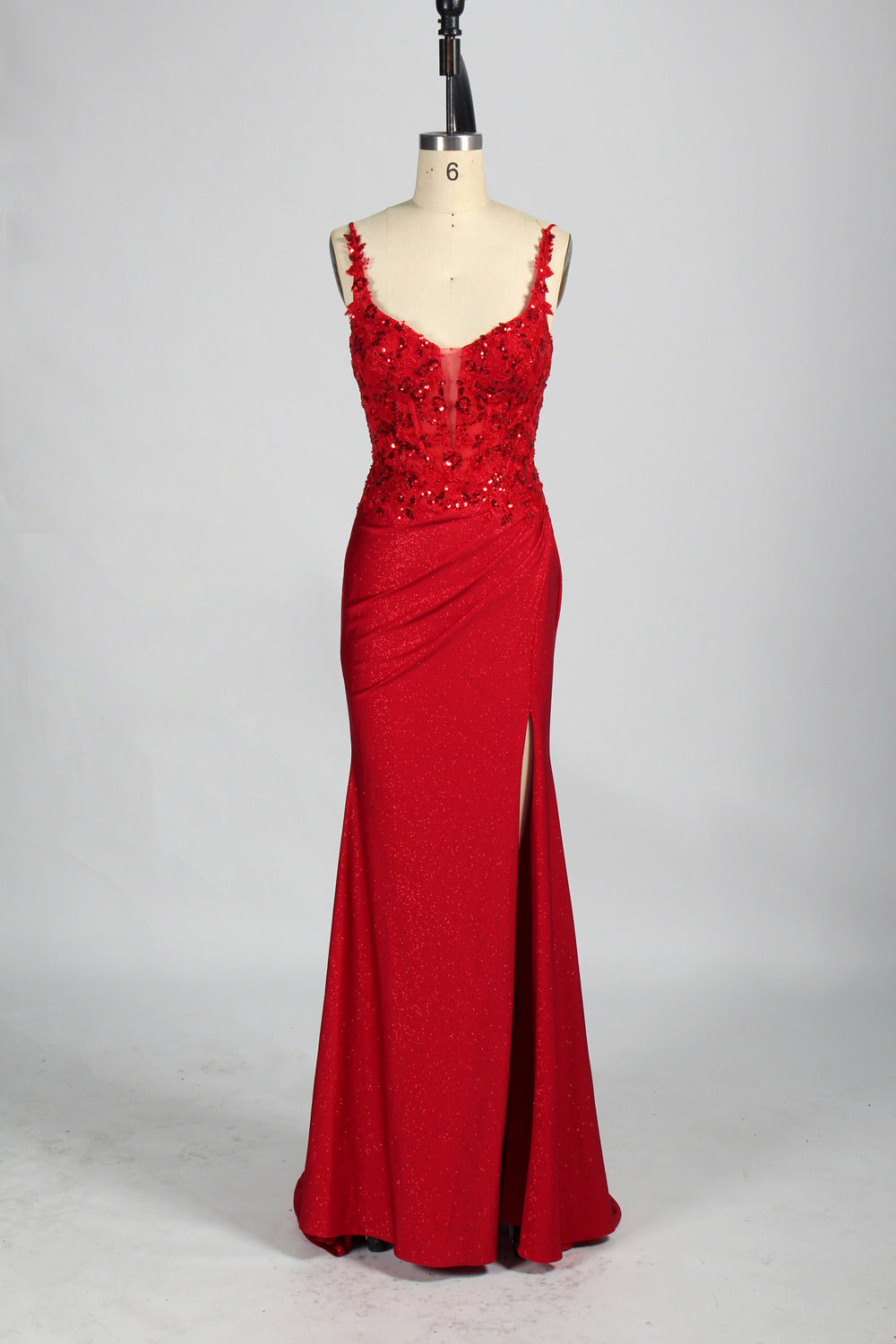 Classic Satin Lace Slit Prom Dress – Timeless Elegance for Any Formal Occasion 33057