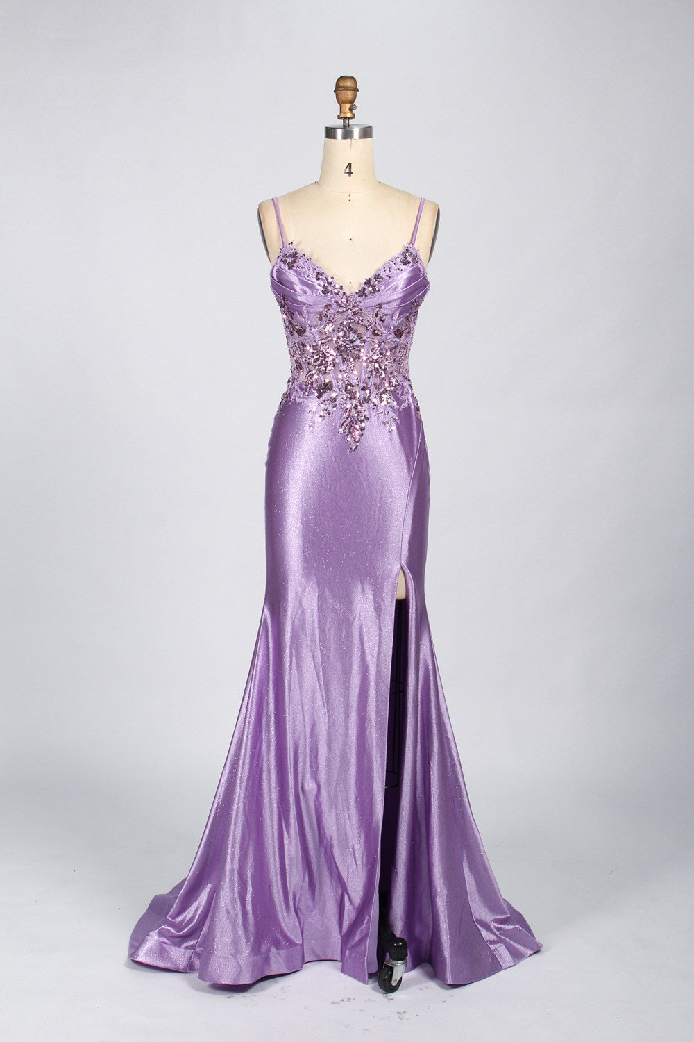 Lace Satin Split Prom Dress - Elegant and Alluring 33046