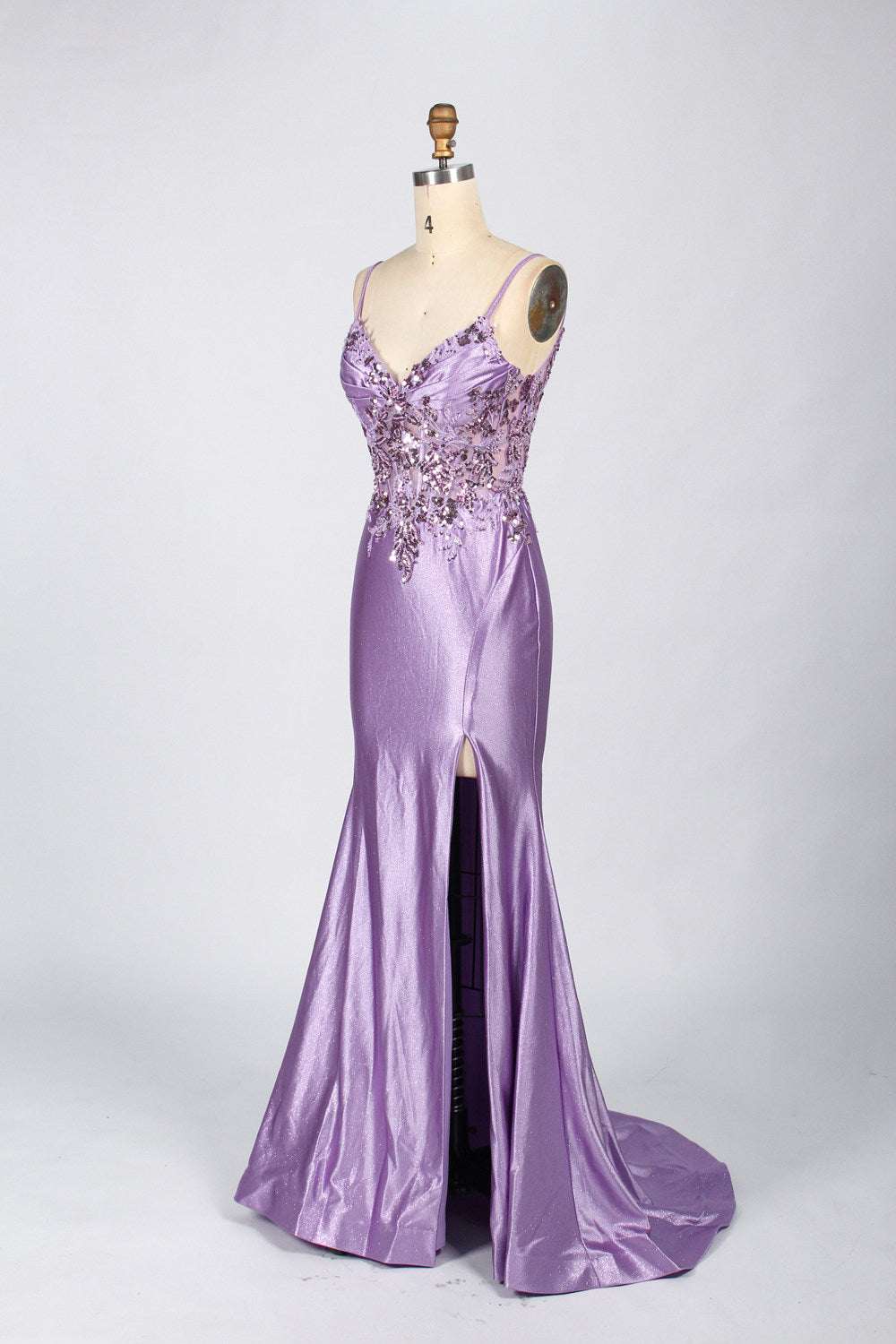 Lace Satin Split Prom Dress - Elegant and Alluring 33046