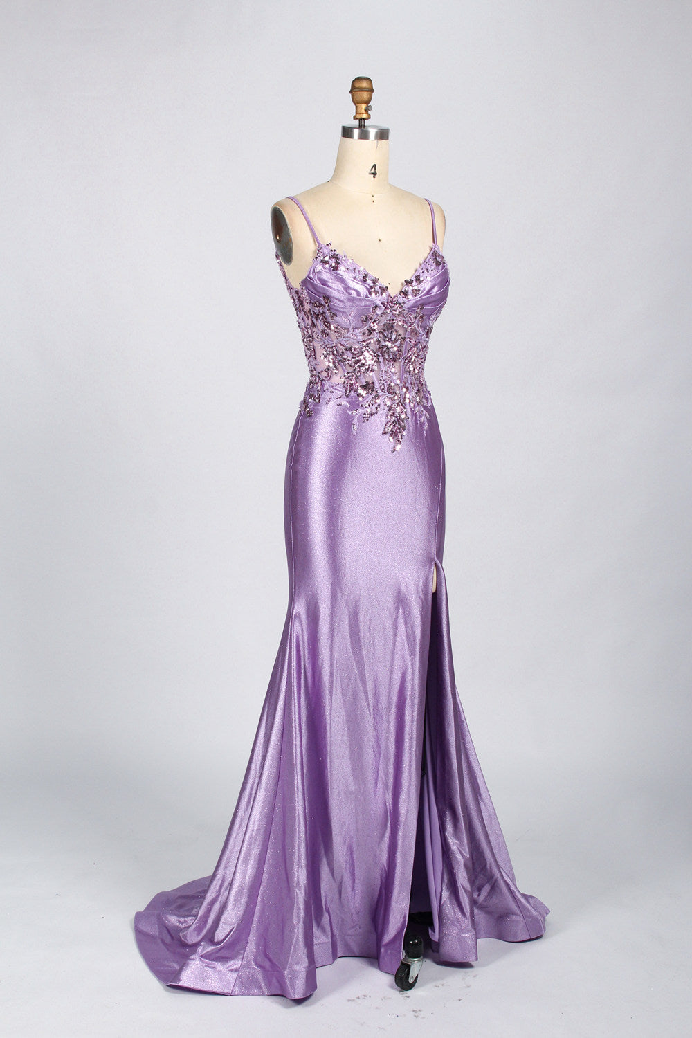 Lace Satin Split Prom Dress - Elegant and Alluring 33046