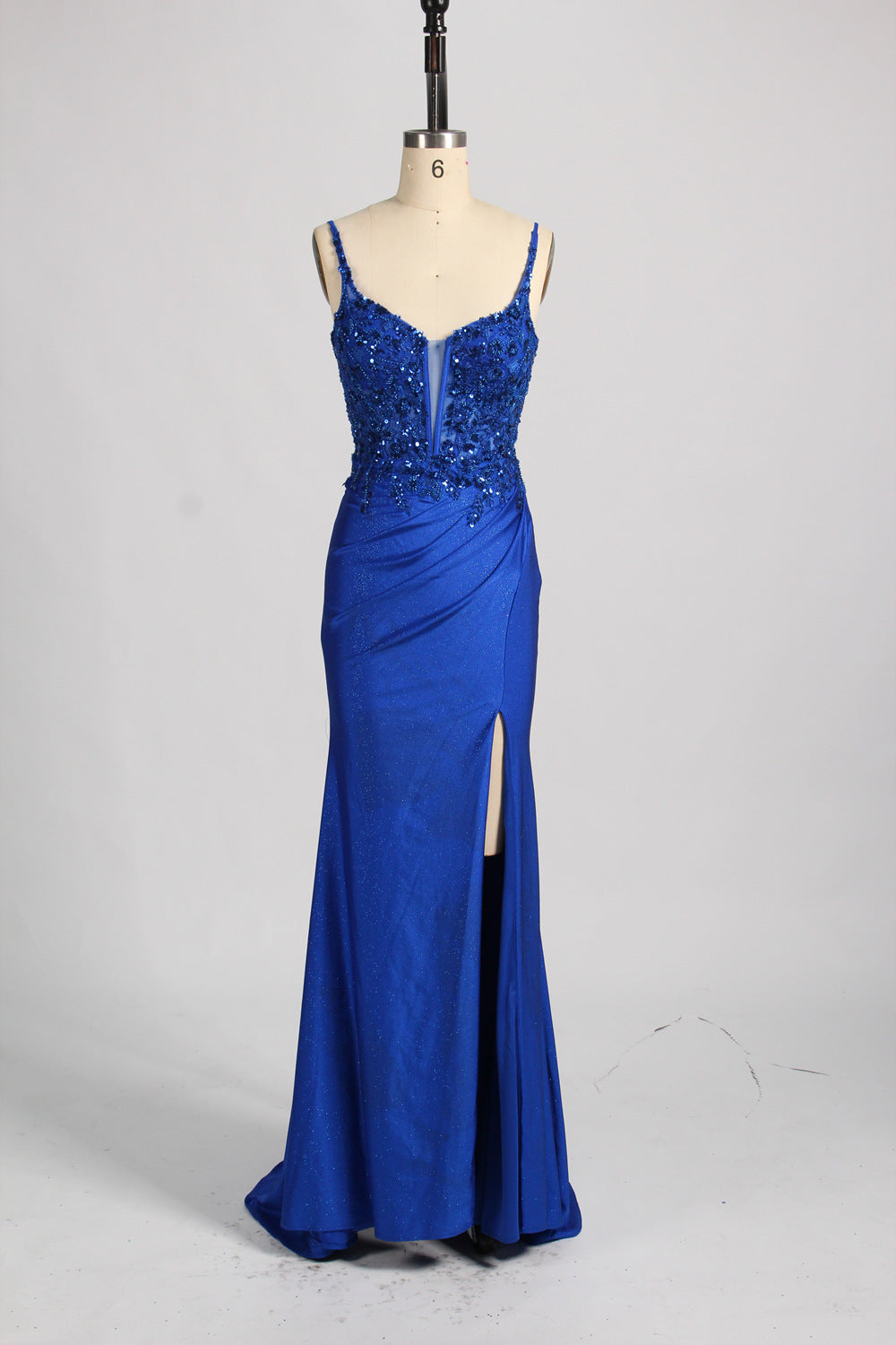 Classic Satin Lace Slit Prom Dress – Timeless Elegance for Any Formal Occasion 33057